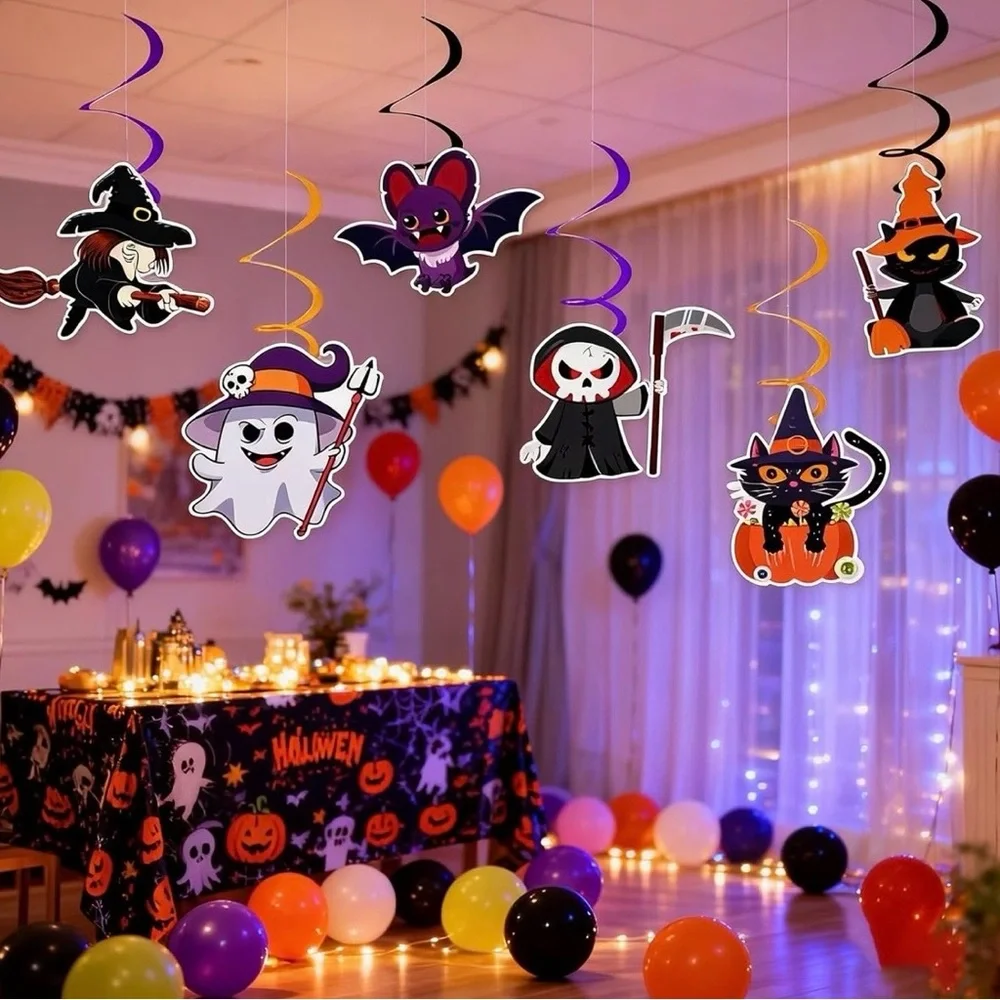 💞 New 6 Pack Halloween Hanging Swirl Decorations